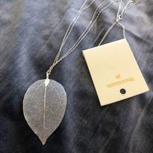 NWT World Market silver leaf necklace 18-inch